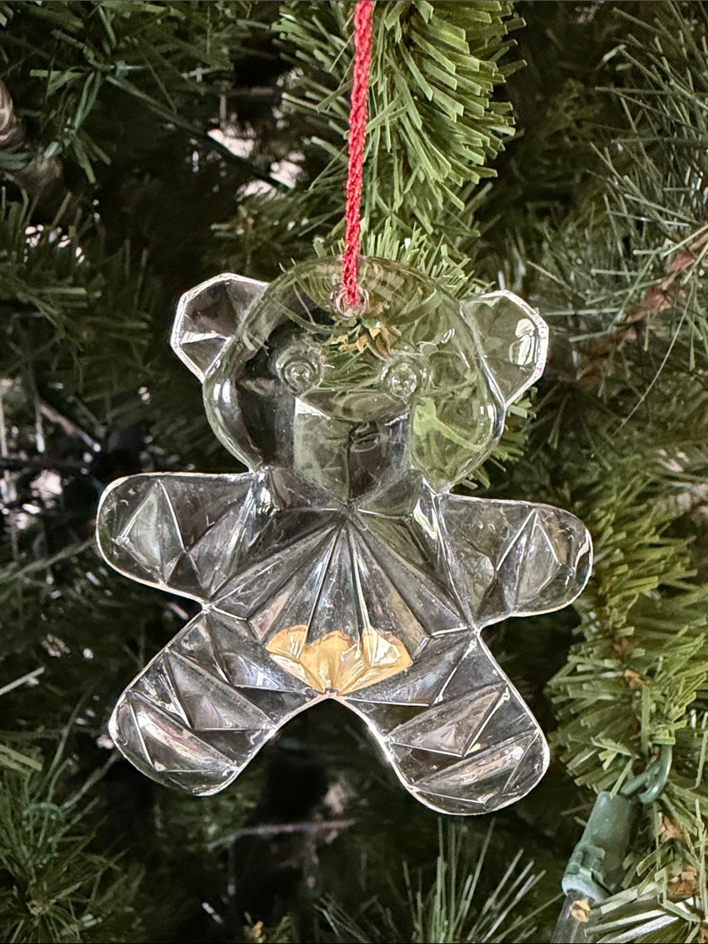 Vintage Gorham Lead Crystal Teddy Bear Ornament - Home Holiday